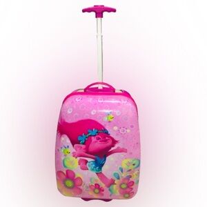 Used - Heys Trolls Poppy Kids Classic Designed Pink colored Spinner Luggage